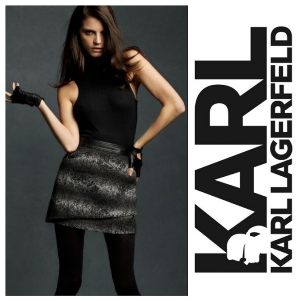 Karl Lagerfeld Metallic Tweed Mini Skirt